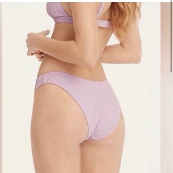 NWT J.Crew Textured curved-waist cheeky bikini bottom in green size Medium - Picture 6 of 10